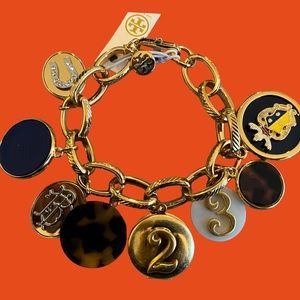 TORY BURCH STUNNING DELLORA CHARM LOCKET BRACELET GOLD NEW TAGS POUCH